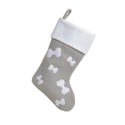 Deluxe Plush Silver Bones Stocking 40cm X 25cm