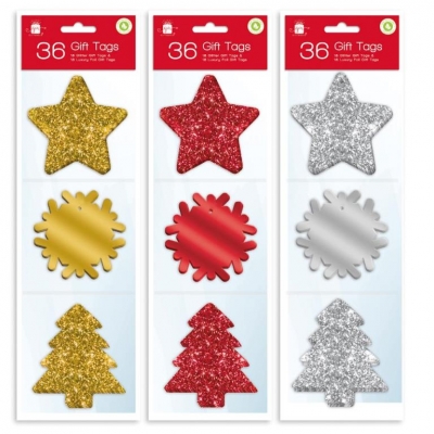 Glitter & Foil Tags 36 Pack