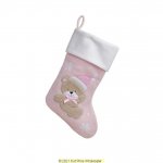 Deluxe Plush Pink Fluffy Teddy Stocking 40cm X 25cm