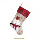 Deluxe Plush Tartan Snowman Christmas Stocking 40cm X 25cm