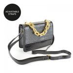 Pu Cross Body Chain Bag (Black)