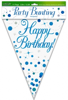 Party Bunting Sparkling Fizz Birthday Blue Holographic