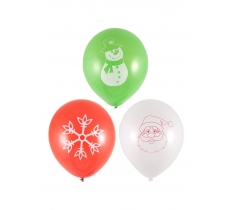 23cm Christmas Balloons Printed 12 Pack