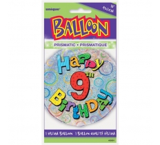 Age 9 Birthday Prism Round Foil Balloon 18"