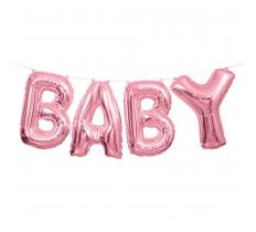 Pink Baby Foil Letter Balloon Banner Kit 14"