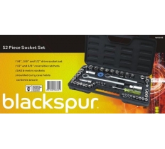 Blackspur 52 Pack 1/4" 3/8" And 1/2" Dr Socket Set