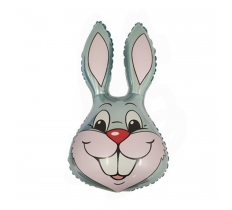 14" Silver / Grey Bunny Rabbit Head Foil Balloon