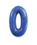 Age 0 Glitter Numeral Moulded Pick Candle Blue