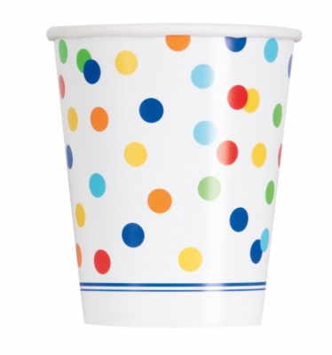 8 Rainbow Polka Dot 9oz Cup