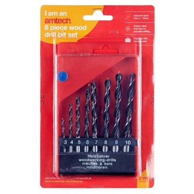 Amtech 8 Pack Wood Drill Bit Set