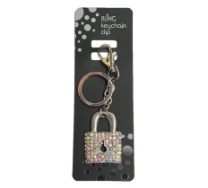 Bling Padlock Keyring With Keychain & Clip