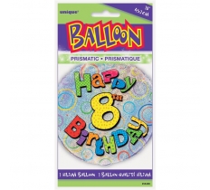 Age 8 Birthday Prism Round Foil Balloon 18"