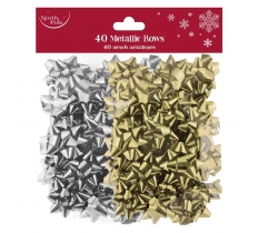 Christmas Metallic Gold/Silver Bow Mix 40pack