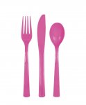 Assorted Cutlery Hot Pink 18 Pack