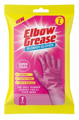 EG 1pk Pink Super Strong Rubber Gloves L