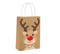 Reindeer Christmas Paper Bag with Handles (16 x 22 x 8cm)