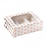 Rose Gold Polka Dot Cupcake Box For 6 Cupcakes Foil