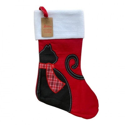 Deluxe Plush Cat Christmas Stocking 40x25cm