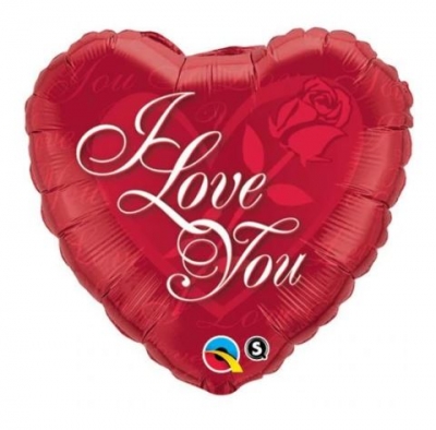 Qualatex 18" Heart I Love You Red Rose Balloon