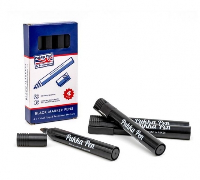 Pukka Permanent Markers Black 4 Pack