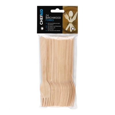 Chef Aid Fork Wooden Cutlery FSC Pack Of 24