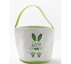 Easter Cotton Bucket With Green Bunny