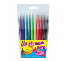 10 Quality Brush Fibre Pens In Wallet