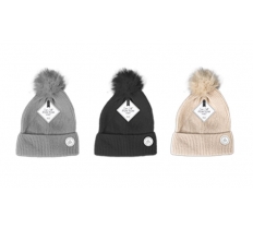 Ladies Super Soft Marl Ribbed Hat with Pom Pom