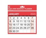 2025 Red & Black Easy View Monthly Planner, 27 x 21cm