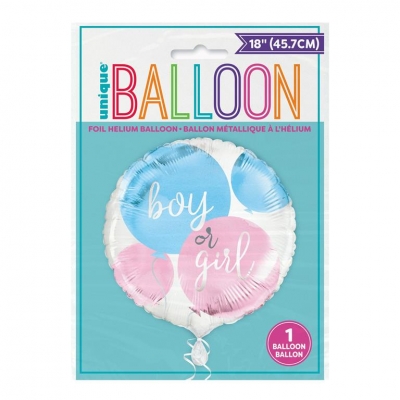 Gender Reveal Party Round Foil Balloon 18"