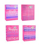 Girls Foiled Happy Birthday Medium Gift Bag 26x32x12cm