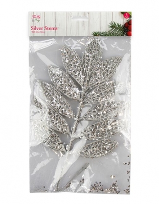 Silver Glitter Stems 45cm 3 Pack