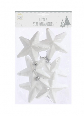 Christmas Polystyrene Hanging Stars 6 Pack