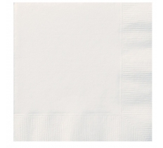 White Solid Beverage Napkins 20pc