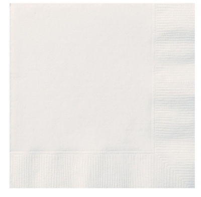 White Solid Beverage Napkins 20pc