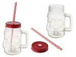 Christmas Glass Mason Jar With Straw