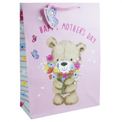 Mothers Day Cute Bear And Flowers Extra Large Bag