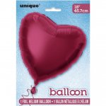 Solid Heart Foil Balloon 18" Burgundy