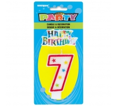 Number 7 Glitter Birthday Candle With Cake Decoration