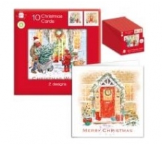 Christmas Square F/Door Scene 2 Design Card Pack Of 10