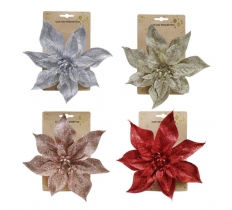 Clip On Glitter Poinsettia 20Cm