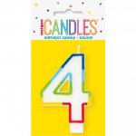 Rainbow Border Number 4 Birthday Candle