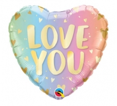 Qualatex 18" Heart Love You Pastel Ombre & Hearts Balloon