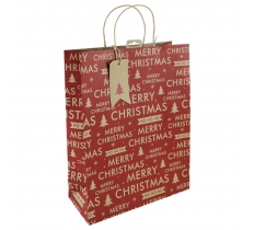 Christmas Red Kraft Text Extra Large Bag ( Merry Christmas )