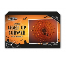 Halloween Spooky Light Up Cobweb with Spiders 78cm