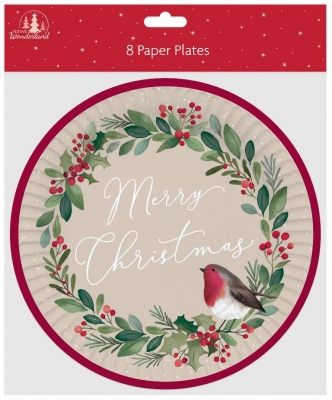 Party Christmas 8 Pack Paper Plates - Trad