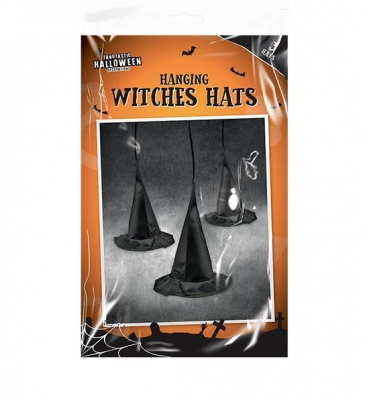 Hanging Witch Hat Decorations 20cm - 3pk