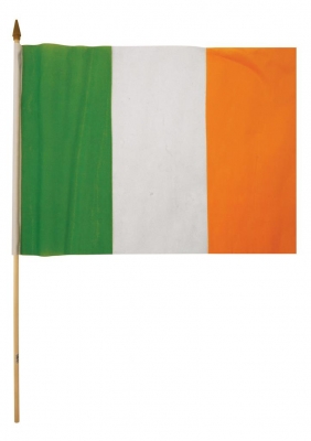 IRELAND HAND FLAG (45CM X 30CM) WITH WOODEN STICK