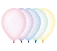 Assorted Crystal 12" Pastel Colour Latex Balloons 50 Pack