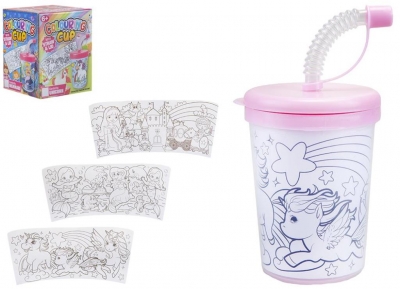 Colour Your Own Drinking Cup With Straw ( Assorted Designs )